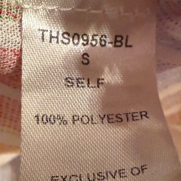 THML multicolor stripe embroidered smocked babydoll tank ties on shoulders Small - Picture 7 of 8